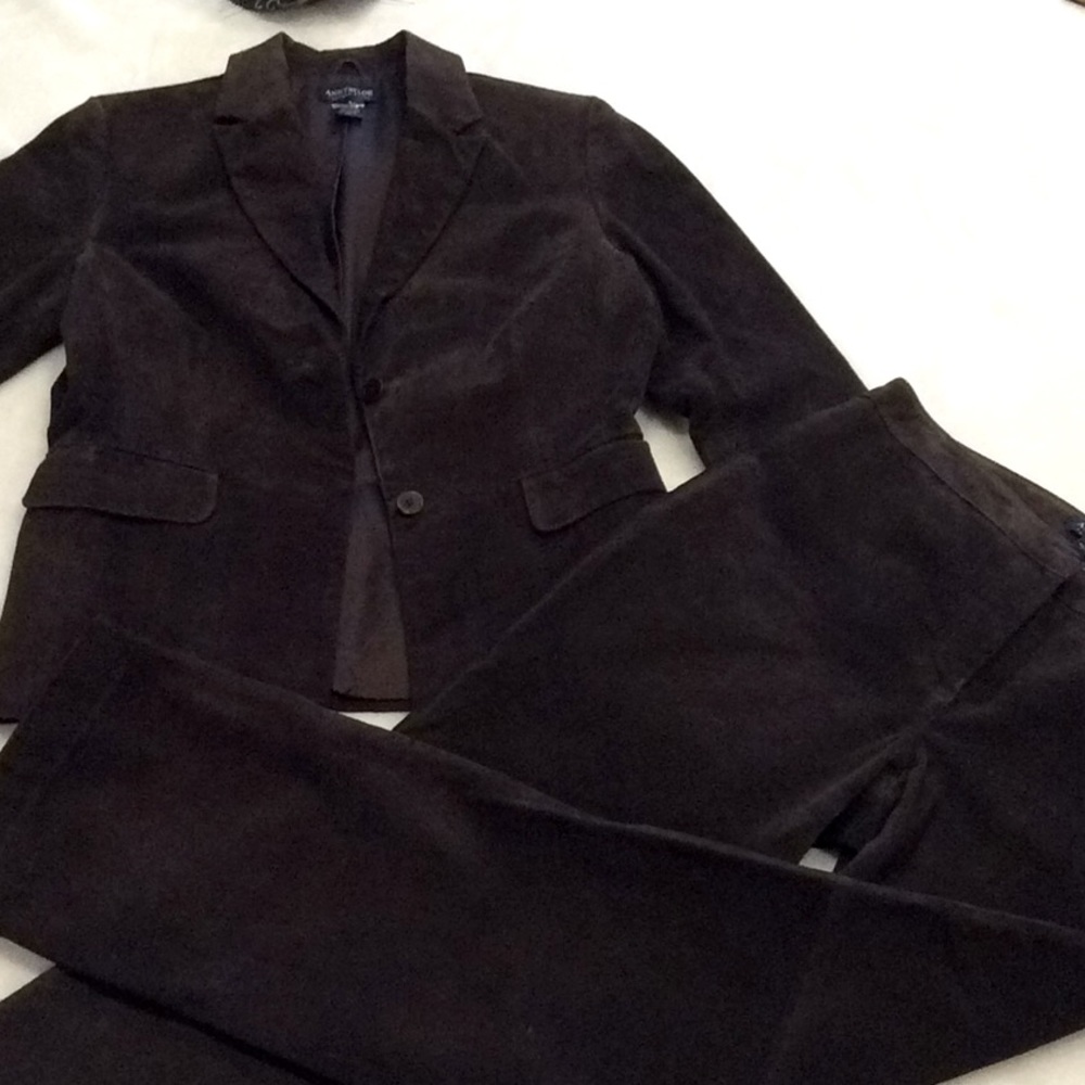 Stunning brown genuine leather AnnTaylor pant suit